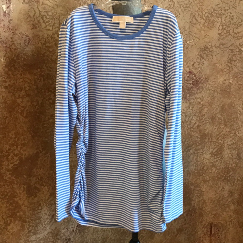 Michael Kors Blue & White Stripe Long Sleeve Shirt